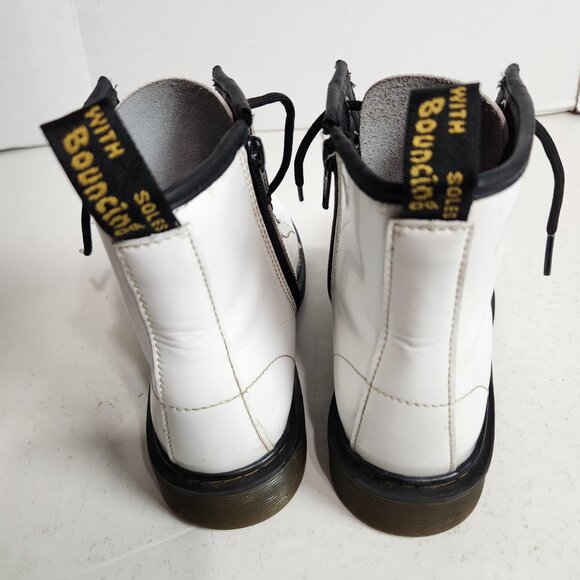 Dr. Martens Women's Size 4 White Leather Combat Boots Lace-Up & Side Zip AirWair - Picture 5 of 8